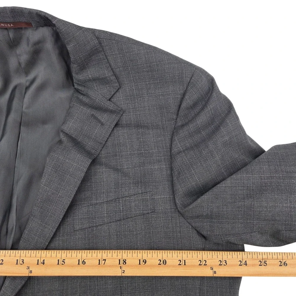 Hickey Freeman‎ Men's Charcoal Glen Plaid Wool Blazer Suit Jacket 48L